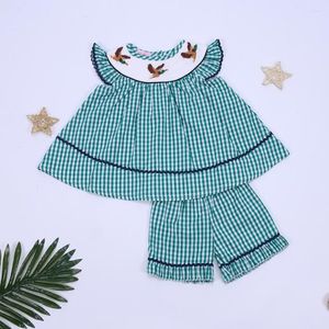 Ensembles de vêtements faits à la main bébé fille ensemble de vêtements Boutique enfants costume canard broderie Smock T-Shirt haute qualité robe de princesse pour Babi