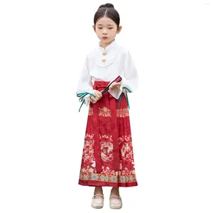 Ensembles de vêtements Hanfu Girl's Horse Face Jupe Costume ancien Costume super immortel Tang Princess Girl Robe For Children