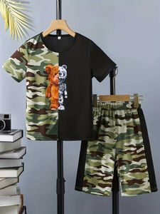 Ensembles de vêtements Hot Vendu Mécanique Camouflage ours Set Girls Boys T-shirt Short 2 PCS Ensembles Kids Short Pantal