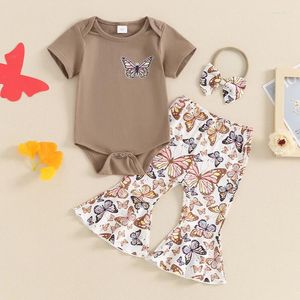 Vêtements Enfant Baby Girl Tenues d'été Round Cou Round Couper Roupers Pantalon Pantal