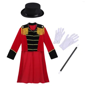 Ensembles de vêtements Enfants Garçons Cirque Ringmaster Costume Halloween Thème Fête Cosplay À Manches Longues Franges Garniture Tailcoat Avec Chapeau Gants De Baguette Magique