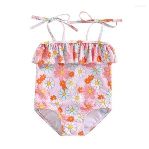 Ensembles de vêtements pour enfants Girls Bikini Laçage Spaghetti Stracts de fleur à volants MAINS SUMBRE SUM