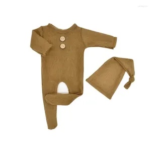 Conjuntos de ropa Mono de punto Cola larga para envolver la cabeza Turbante Gorro Gorro Gorro de ganchillo Disfraz Regalo Bebé niño niña Mameluco Sombrero