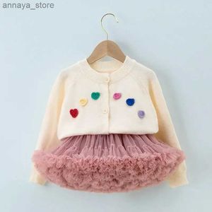 Ensembles de vêtements de style coréen Nouveau printemps / été / automne bébé fille ensemble à manches longues veste en tricot à manches longues + pull + tutu ski de ski vêtements s375l2405l24045