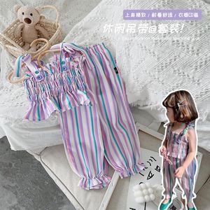 Conjuntos de ropa estilo coreano verano niña noveno pantalones traje ropa de moda niño niña niños boutique al por mayor