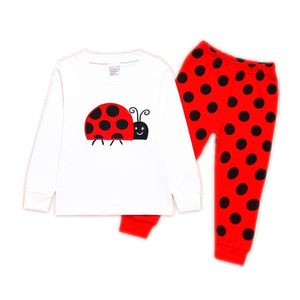 Conjuntos de ropa Mariquita Ropa de niña Trajes Bordado Algodón Bebé Niñas Pijamas Imprimir Niños Ropa de dormir Pijamas de dibujos animados Camiseta Pantalón 2PCS Set 230627