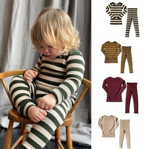 Ensembles de vêtements Mabli Marque Enfants Pulls Haut et Pantalon Ensemble Automne Enfant Vêtements Tricoté Tee Leggings Costume Bébé Fille Garçon Pull En Tricot 230630