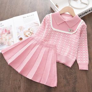 Ensembles de vêtements Menoea bébé filles vêtements d'hiver costumes à manches longues pull chemise jupes 2 pièces tenues de noël tricot enfants tout-petits