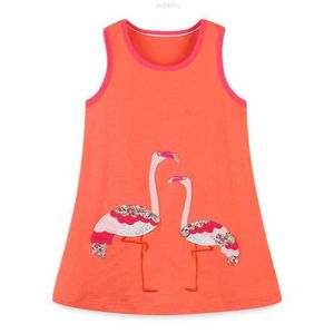 Ensembles de vêtements nouvelle boutique d'été en gros flamant orange applique sans manches enfant en bas âge bébé enfants robe de fille