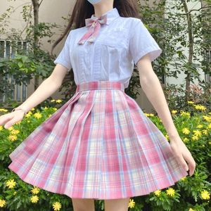 Conjuntos de ropa Vestidos escolares Uniforme Jk Niñas Camisa blanca Falda rosa Corbata Manga corta Traje de marinero azul marino Forma de anime Alto XL