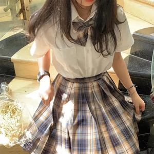 Ensembles de vêtements Uniformes scolaires Costume à carreaux hauts Uniforme sexy Mini taille marin plissé fille japonaise a-ligne