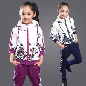 Ensembles de vêtements Ensemble de vêtements pour filles Veste Floral Zipper Sweat à capuche pour enfants Pantalon Survêtement pour costume de sport Printemps 221130