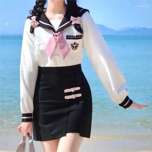 Conjuntos de ropa Sexy Sailor uniforme de marinero coreano coreano Tapa blanca Top Bodycon Falda de la escuela japonesa Jk traje cos disfraces mujeres