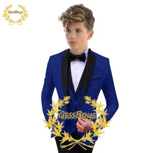 Conjuntos de ropa, traje para niños, chaqueta roja, pantalones, chaleco, pieza de esmoquin de boda, conjunto con americana para niños, ropa con cuello chal para fiesta