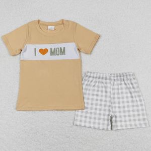 Vêtements Ensembles d'été Baby Boys Vêtements Courts courts Tee-Shirts Short I Love Mom broderie Coton Kids Wholesale Tenues