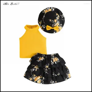 Ensembles de vêtements d'été pour bébé fille ensemble jupe tutu fleur de fleur bowket tops 1 2 3 ans infantil tenues hap anniversaire baptême filles costumes