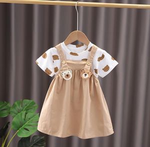 Ensembles de vêtements été bébé enfants vêtements tenues Designer fille dessin animé ours imprimé pull T-shirts et salopettes jupes enfants garçons