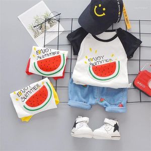 Ensembles de vêtements Style d'été bébé filles garçons enfants tissu belle pastèque T-Shirt Shorts infantile enfants mode Costume survêtements1