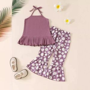 Vêtements Ensembles d'été pour tout-petit bébé filles 2pcs sans manches licou licou