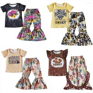 Ensembles de vêtements Style occidental enfant en bas âge bébé filles vêtements de créateur ensemble en gros enfants cloche bas tenues mode enfants