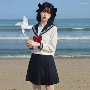 Conjuntos de ropa, faldas de Anime de marinero marino blanco, traje JK, uniforme de Escuela Japonesa, estudiantes, Kawaii Coreano, camisa japonesa para Cosplay de chica