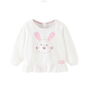 Ensembles de vêtements lapin blanc appliques volants printemps gros pull col rond tricoté coton dessin animé filles manches longues t-shirt enfants