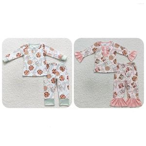 Ensembles de vêtements en gros pyjamas de Noël vêtements de nuit pour enfants chemise cookie lait bonbons cannes ensemble correspondant garçon fille enfant pantalon enfant en bas âge rose