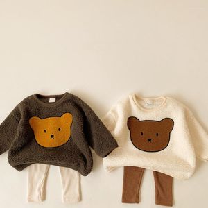 Conjuntos de ropa Conjunto de ropa de invierno para bebé, sudadera de lana para niños pequeños, pantalones y pantalones de terciopelo grueso, 2 uds., abrigo para niños de 0 a 2 años, ropa de abrigo de algodón