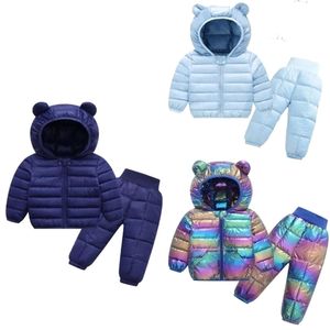 Ensembles de vêtements hiver enfants bébé garçon chaud à capuche doudounes pantalons filles garçons habit de neige manteaux combinaison de ski a220826