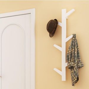 Perchero colgante de madera de bambú para almacenamiento de ropa, gancho de pared, colgador de ropa, estantes de decoración para sala de estar y dormitorio, 6 ganchos