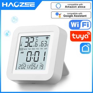Vêtements Tuya WiFi Smart Temperature Humidité Capteur Hygromètre intérieur Thermomètre avec écran LCD Affichage en temps réel Power Up Up Up
