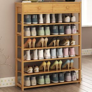 Vêtements Garde-Robe Rangement 8000 Étagère À Chaussures Économique Ménage Porte Petit Étagère Simple Armoire Multicouche En Bois Massif Bambou Espace