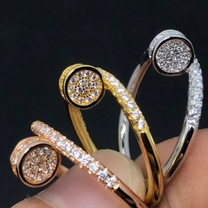 clou rings Anillo de uñas Chapado en oro 18K para mujer diseñador EE. UU. Tamaño 6 7 8 diamante ANILLO T0P calidad reproducciones oficiales moda estilo clásico regalo exquisito 002