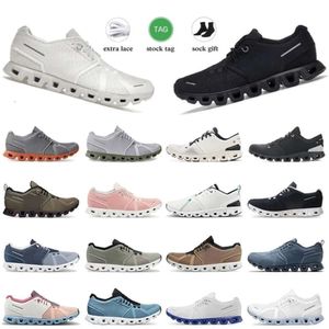 Cloud 5 Zapatillas para correr Mans Womans 5s Negro Blanco Azul Gris Olive Lily Pink Frost Trainer Sneaker Mujer Deporte S On Clouds Low Flat