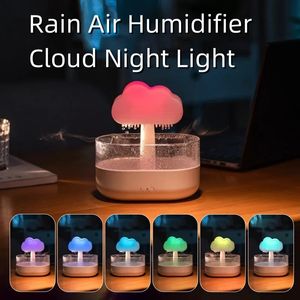 Humidificateur d'air électrique en nuage, diffuseur d'huile essentielle et d'arôme, brume ultrasonique, couleur nuage de pluie, veilleuse, gouttes de pluie, bruit blanc