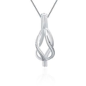 3 piezas DIY Twisted Charms collar jaula colgante plata circón mujeres perla medallón joyería fina SC037SB sin cadena