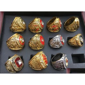 Cluster Rings 11Pcs Slc Baseball World Series Team Championship Ring Set Avec Présentoir En Bois Souvenir Hommes Fan Cadeau Drop Wholesale Dhbte