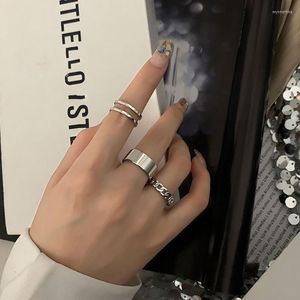 Cluster Rings 2022 Fashion Circular Punk Silver Color Joint Set For Women Opening Dedo Index Accessories Hiphop/Rock Metal RingCluster Wyn