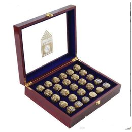 Cluster Rings 27Pcs Ny World Series Baseball Champions Championship Ring Set Avec Présentoir En Bois Hommes Fan Brithday Cadeau En Gros Dh9Ha