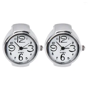 Anillos de clúster 2pcs Relojes de cuarzo de cuarzo Anillo creativo Mini Time Display Accesorios para mujeres (blancos)