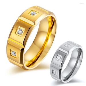 Cluster anneaux 8 mm man ring mate or / argent couleur cz mar mariage titane en acier en acier brossé bijoux cadeau