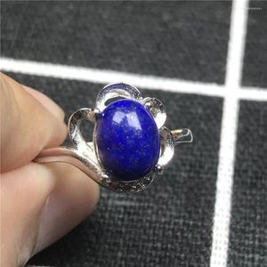 Anillos de racimo 8x6mm Top Natural Royal Blue Lapis Lazuli Ring Jewelry para mujer Lady Man Love Gift Beads Crystal Gemstone ajustable