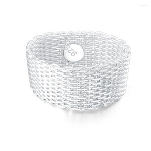 Bagues de cluster 925 Sterling Silver Tressé Love Mesh pour les femmes Mariage Glamour Bijoux Cadeaux