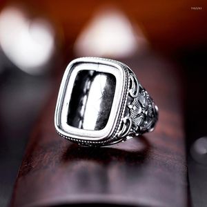 Anillos de racimo 925 hombres de plata esterlina anillo de boda de compromiso 15x18 mm cojín cabujón semi montaje ajuste ajuste ámbar turquesa