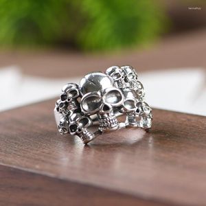 Cluster Rings 925 Sterling Silver Skull Design Pour Femmes Anniversaire Bague De Fiançailles De Mode Bijoux Ouverture Réglable En Gros