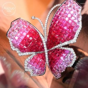 Anillos de racimo Aazuo 18k oro blanco sólido natural rubí diamantes reales anillo de mariposa dotado para mujer día de boda fiesta de banquete de lujo