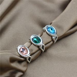 Cluster anneaux anslow vintage mode unique argent plaqué ovale cristal femelles en gros bijoux fournisseur couple