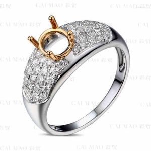 Anillos de racimo CaiMao Corte ovalado Configuración de anillo de montaje semi 0.69 Ct Diamante 18k Oro blanco amarillo Compromiso de piedras preciosas Joyería fina