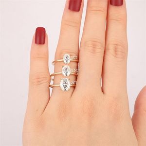 Bagues de cluster CxsJeremy 14K 585 Or Jaune 1CT2CT Bague de Fiançailles pour Femmes Ovale Solitaire Diamant Mariage Bande Mariée Anniversaire 220922