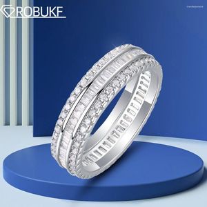 Cluster anneaux D Color All Moissanite Ring pour femmes 925 Sterling Sliver 18K White Gold Plated Eternity Band Engagement Widing Wholesale